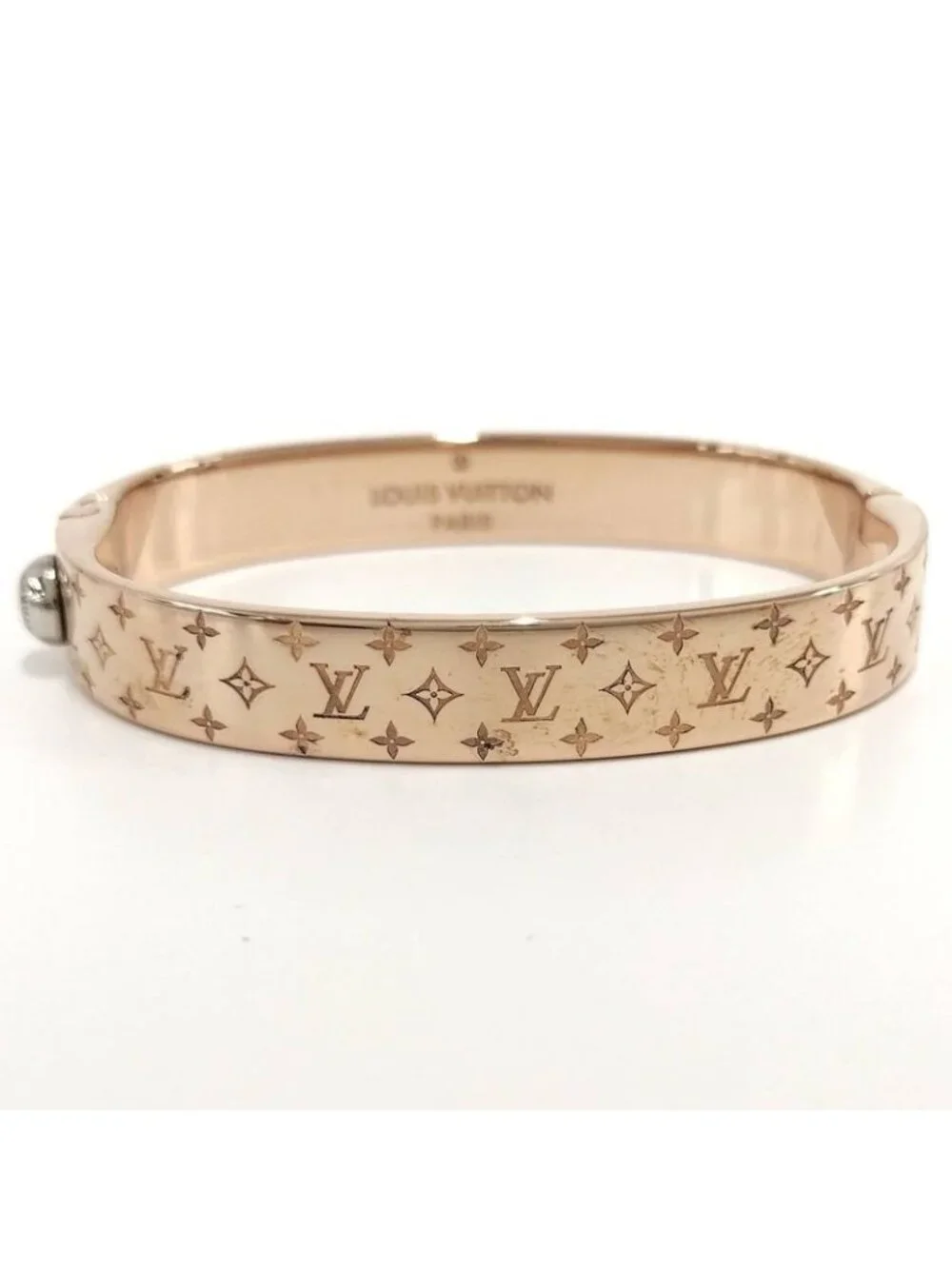Louis Vuitton Cuff Nanogram Bracelet S Size Plated Silver Pink - Picture 3 of 10